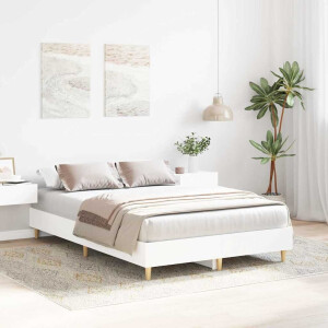 vidaXL Bedframe Wit 137 x 190 cm Bewerkt hout