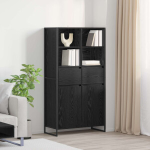 vidaXL Dressoir 2 pcs Zwart Eiken 81 x 36 x 150.5 cm Bewerkt hout