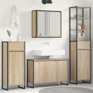 vidaXL Badkamermeubelset met lade met plank Sonoma Eiken Bewerkt hout