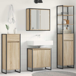 vidaXL Badkamermeubelset met lade met plank Sonoma Eiken Bewerkt hout