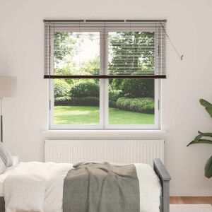 vidaXL Jaloezie Donkerbruin met Patroon 150 x 130 cm 25 mm PVC