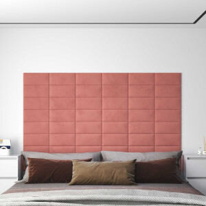 vidaXL Wandhoofdbord 12 pcs Roze 30 x 15 cm Fluweel
