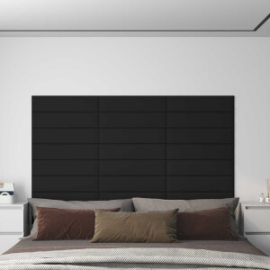 vidaXL Wandhoofdbord 12 pcs Zwart 60 x 15 cm Stof