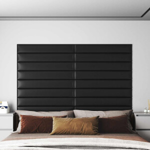 vidaXL Wandhoofdbord 12 pcs Zwart 90 x 15 cm Stof