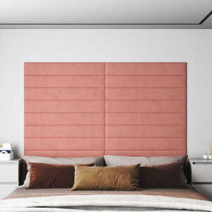 vidaXL Wandhoofdbord 12 pcs Roze 90 x 15 cm Fluweel