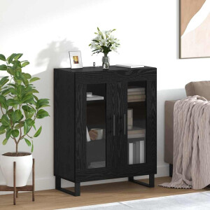 vidaXL Dressoir Zwart Eiken 69,5 x 34 x 90 cm Bewerkt hout
