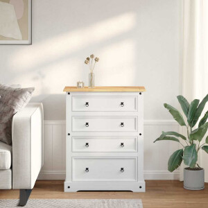 vidaXL Opbergkisten Corona Wit 92 x 48 x 114 cm Massief Vurenhout