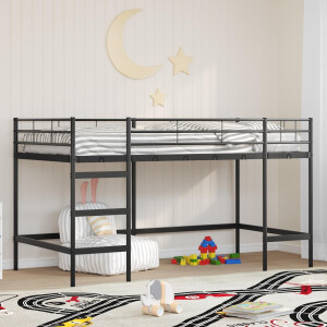 vidaXL Loftbed voor Kids Zwart 79,5 x 200 cm Staal