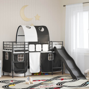 vidaXL Loftbed voor Kids Zwart 90 x 190 cm Metaal