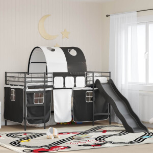 vidaXL Loftbed voor Kids Zwart 90 x 200 cm Metaal