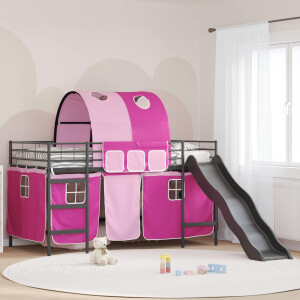 vidaXL Loftbed voor Kids Zwart en Roze 80 x 200 cm Metaal