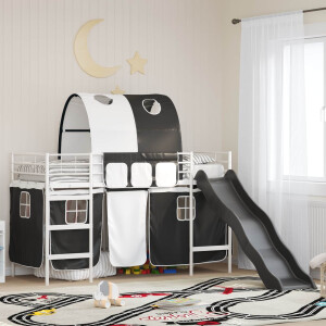 vidaXL Loftbed voor Kids Wit en zwart 90 x 190 cm Metaal