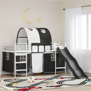 vidaXL Loftbed voor Kids Wit en zwart 107 x 200 cm Metaal