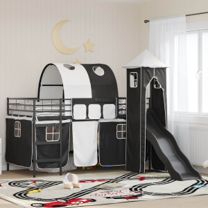vidaXL Loftbed voor Kids Zwart 107 x 200 cm Metaal