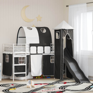 vidaXL Loftbed voor Kids Wit en zwart 90 x 190 cm Metaal
