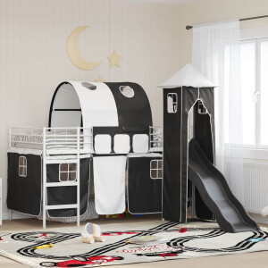 vidaXL Loftbed voor Kids Wit en zwart 107 x 200 cm Metaal