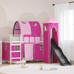vidaXL Loftbed voor Kids Wit en Roze 100 x 190 cm Metaal