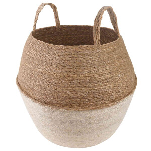 vidaXL Plantenpot met handvatten Wit Ø 32 x 32 cm 100% Zeegras