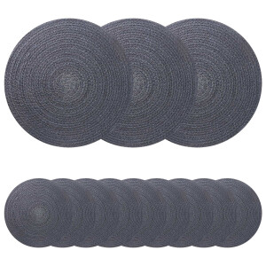 vidaXL Jute placematten 12 st Donkergrijs 100% Tossa Jute