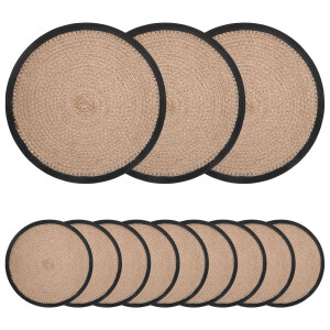 vidaXL Jute placematten 12 st Naturel en Zwart 100% Tossa Jute