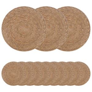 vidaXL Zeegroene placemats 12 st Naturel 100% Zeegras