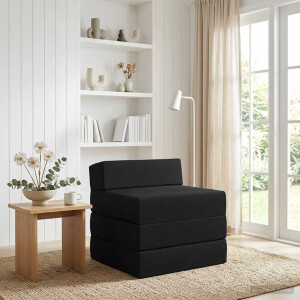 vidaXL Vouwbare Bankbed Zwart 200 x 70 x 15 cm Stof