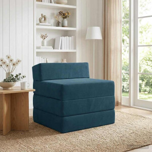 vidaXL Vouwbare Bankbed Blauw 200 x 70 x 15 cm Fluweel