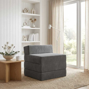 vidaXL Vouwbare Bankbed Donkergrijs 200 x 70 x 15 cm Fluweel