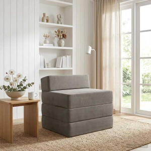vidaXL Vouwbare Bankbed Lichtgrijs 200 x 70 x 15 cm Katoen Stof