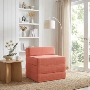 vidaXL Vouwbare Bankbed Rood-oranje 200 x 70 x 15 cm Katoen Stof