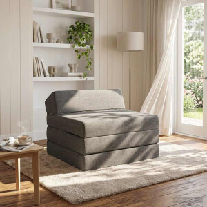 vidaXL Vouwbare Bankbed Lichtgrijs 200 x 70 x 10 cm Stof