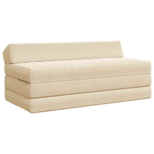 vidaXL Vouwbare Bankbed Crèmekleurig 120 x 60 x 49 cm Stof