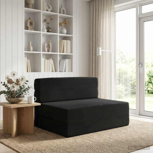 vidaXL Vouwbare Bankbed Zwart 70 x 72 x 60 cm Stof
