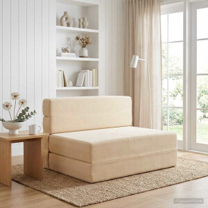 vidaXL Vouwbare Bankbed Crèmekleurig 70 x 72 x 60 cm Stof