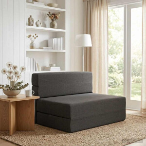 vidaXL Vouwbare Bankbed Donkergrijs 100 x 80 x 60 cm Stof