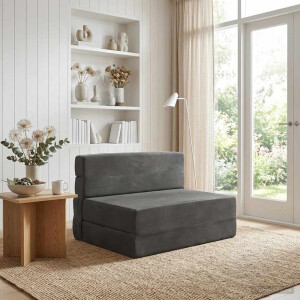 vidaXL Vouwbare Bankbed Donkergrijs 100 x 80 x 60 cm Stof