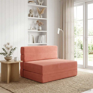 vidaXL Vouwbare Bankbed Rood-oranje 70 x 80 x 60 cm Stof