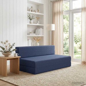 vidaXL Vouwbare Bankbed Blauw 152 x 86,5 x 60 cm Stof