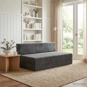 vidaXL Vouwbare Bankbed Donkergrijs 152 x 86,5 x 60 cm Stof