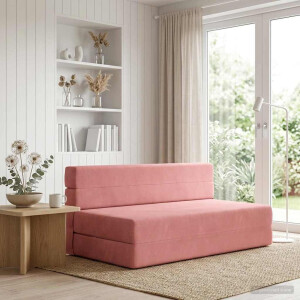 vidaXL Vouwbare Bankbed Roze 152 x 86,5 x 60 cm Stof