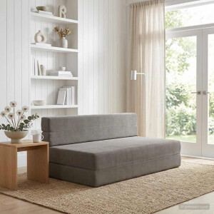 vidaXL Vouwbare Bankbed Lichtgrijs 152 x 86,5 x 60 cm Stof