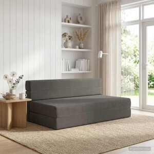 vidaXL Vouwbare Bankbed Donkergrijs 152 x 86,5 x 60 cm Stof