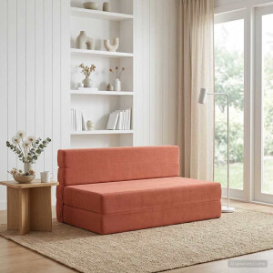vidaXL Vouwbare Bankbed Rood-oranje 152 x 86,5 x 60 cm Stof