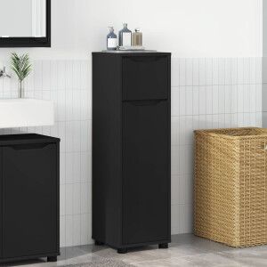 vidaXL Badkamer Kast met lade Zwart 30,5 x 30 x 101 cm Bewerkt hout
