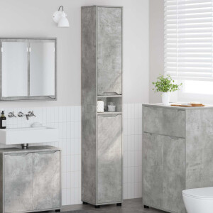vidaXL Badkamer Kast Beton Grijs 30,5 x 30 x 195 cm Bewerkt hout