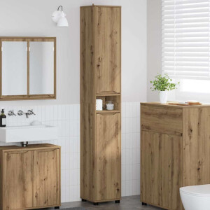 vidaXL Badkamer Kast Artisan Eiken 30,5 x 30 x 195 cm Bewerkt hout