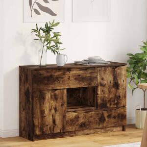 vidaXL Dressoir met lade Gerookt eiken 100 x 30 x 65,6 Bewerkt hout