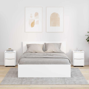 vidaXL Nachtkastjes met lade 2 pcs Wit 30,5 x 30 x 43 cm Bewerkt hout