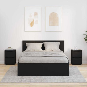 vidaXL Nachtkastjes 2 pcs Zwart 30,5 x 30 x 43 cm Bewerkt hout