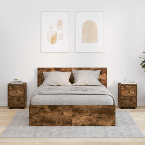 vidaXL Nachtkastjes 2 pcs Gerookt eiken 30,5 x 30 x 43 cm Bewerkt hout